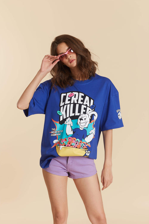 Blue Cereal Killer Oversized T-shirt