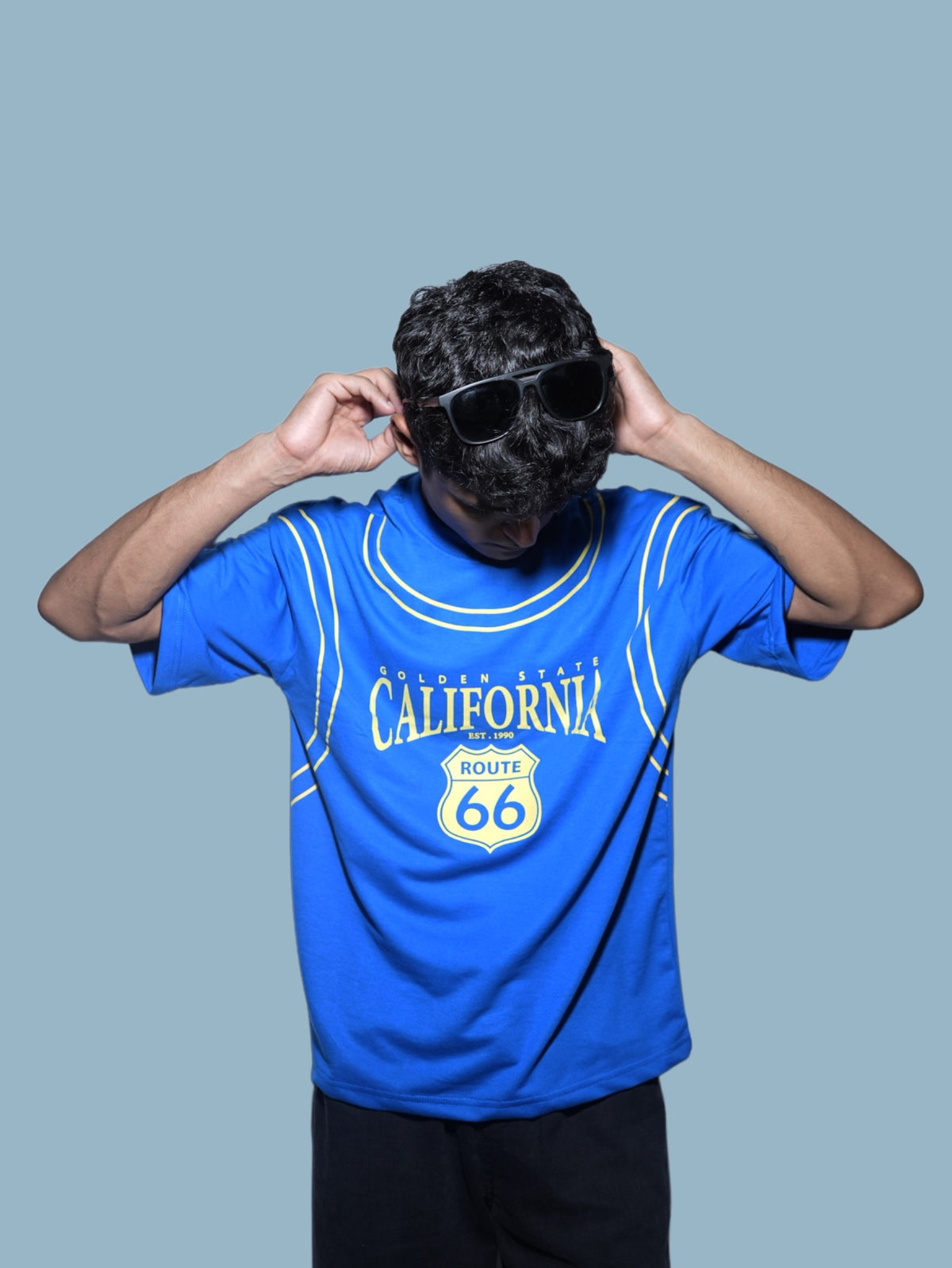 California Route 66 Oversized T-Shirt – Royal Blue