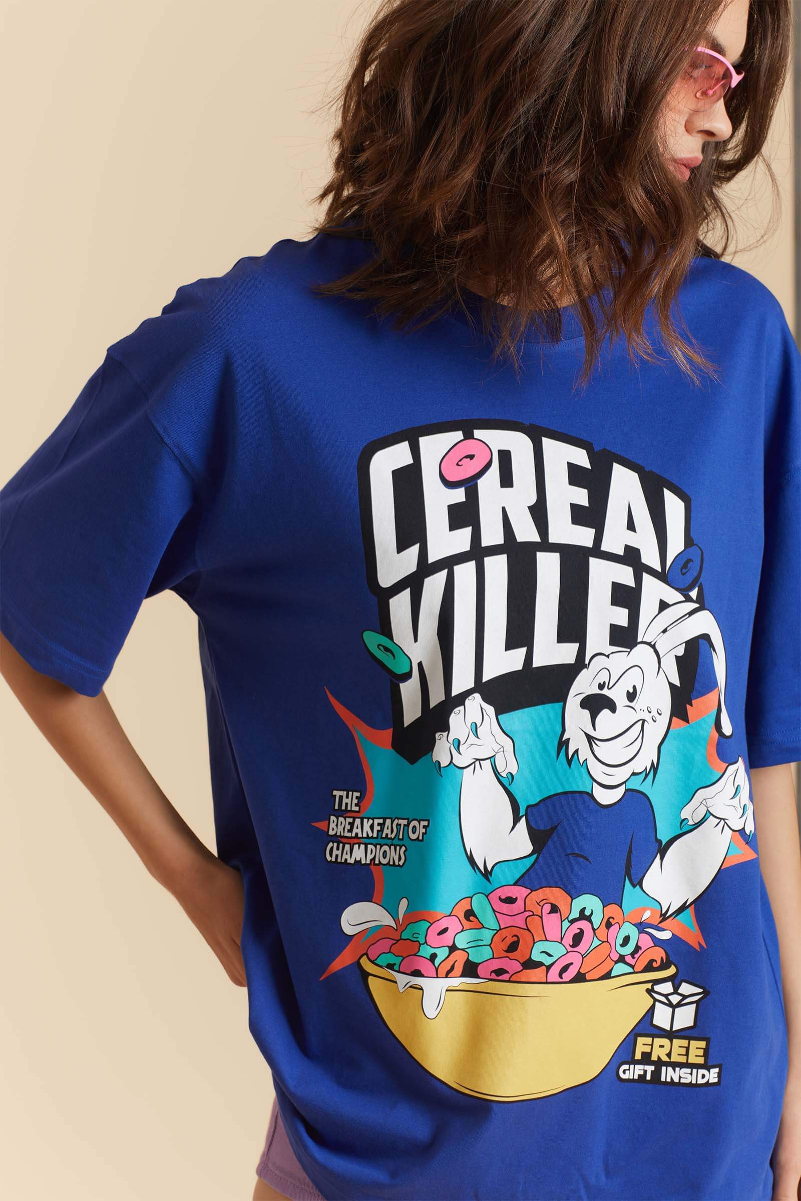 Blue Cereal Killer Oversized T-shirt